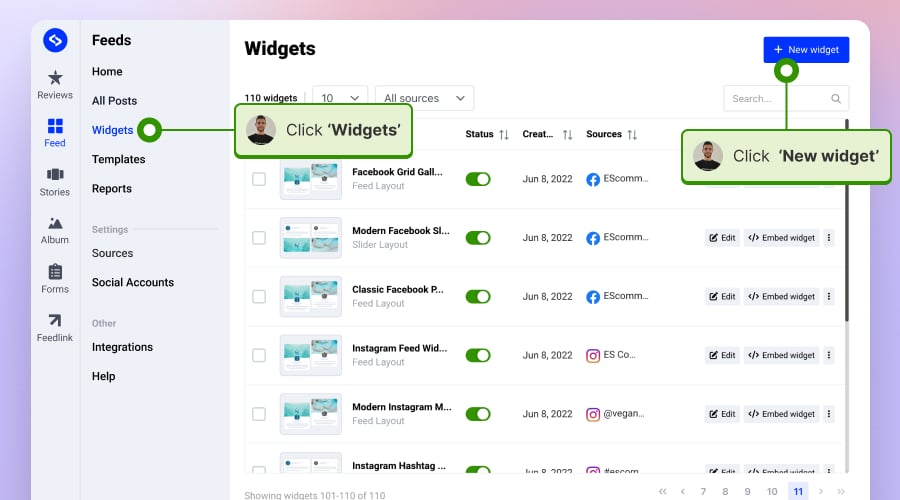 Create social media widget