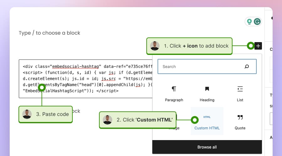 Steps to embed HTML in WordPress