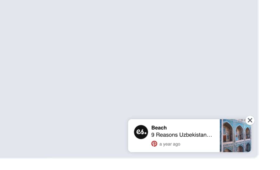 Popup widget on Pinterest
