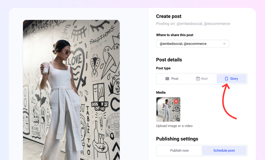 Schedule Instagram stories with EmbedSocial