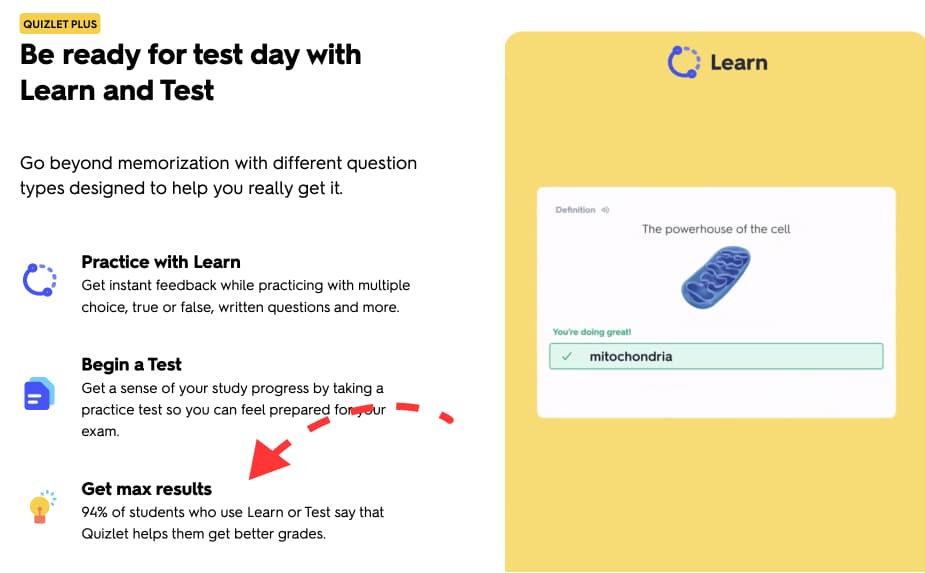 Example of test scores as social proof