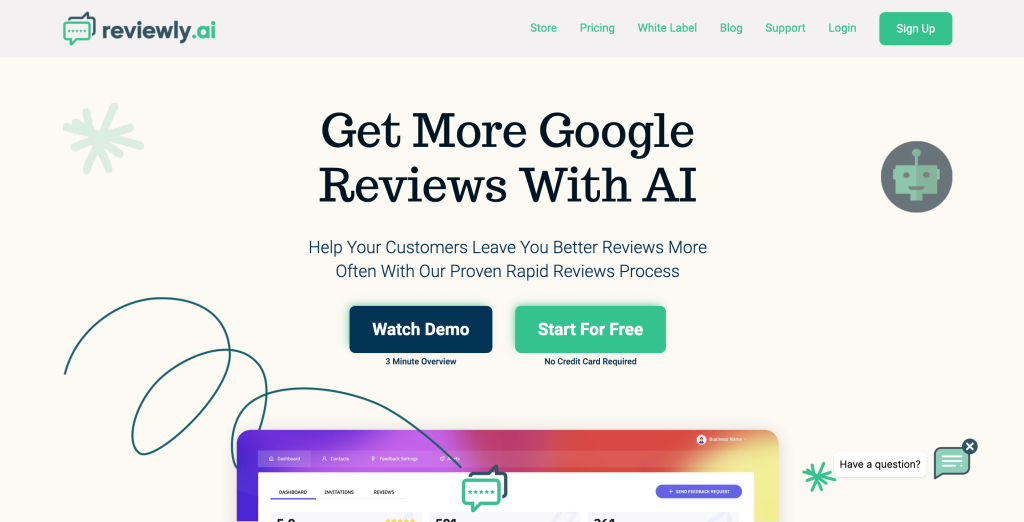 reviewly.ai landing page